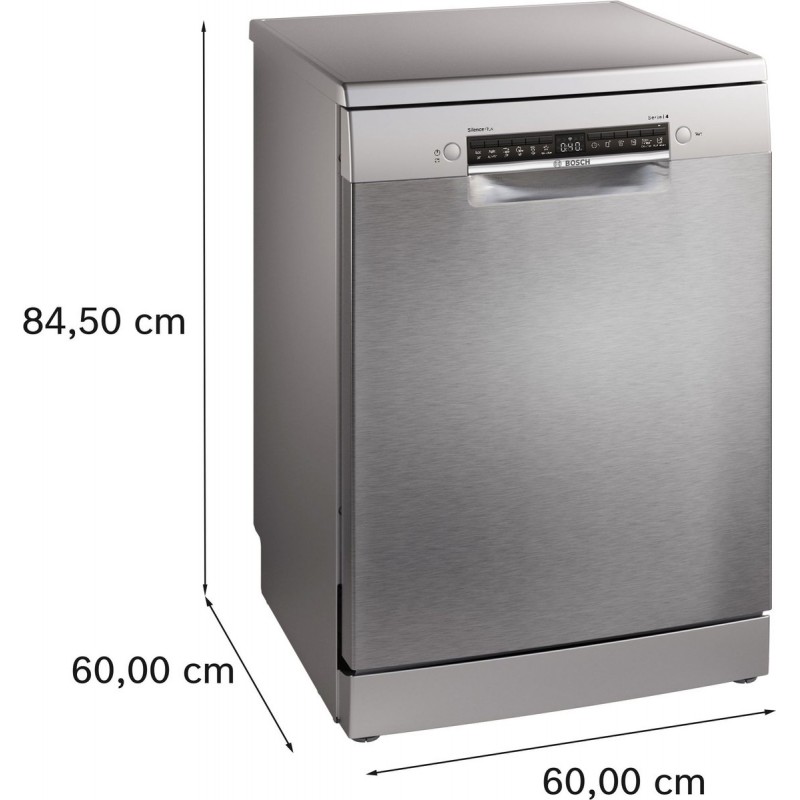 Bosch SMS4EAI28E - Serie 4 - Vrijstaande vaatwasser - 60 cm - Geborsteld staal - Anti-fingerprint - Energielabel A - Home Connect