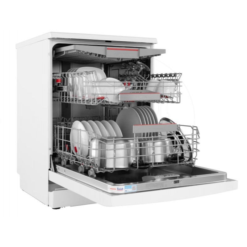 Bosch Serie 6 SMS6ECW04E - Vaatwasser- Vrijstaande vaatwasser -60 cm - Wit - Stil- Efficient Dry: verbeterde droogprestaties door de automatisch geopende deur - VarioLade: een lade voor bestek, klein kookgerei en zelfs kleine kopjes