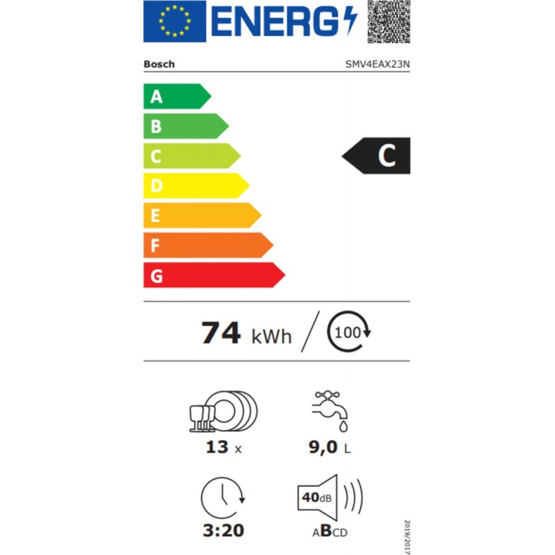 Bosch SMV4EAX23N - Serie 4 - Inbouwvaatwasser - 60 cm - Zeer stil - Energielabel E - Home Connect - infoLight - Efficient Dry: verbeterde droogprestaties door de automatisch geopende deur