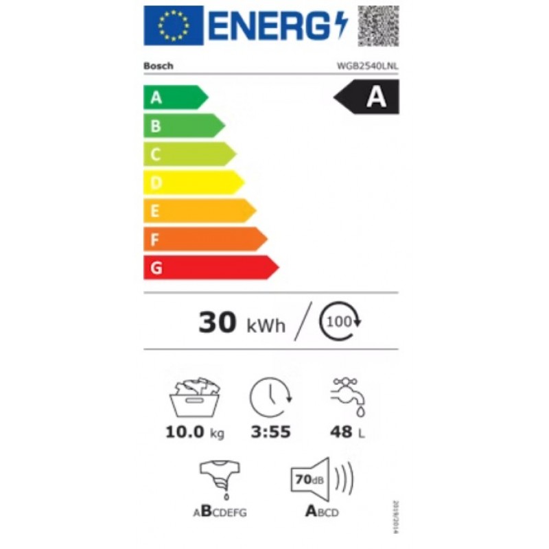 Bosch WGB2540LNL - Serie 8 - Wasmachine met stoom - 10 kg - 1400 rpm - 40% zuiniger dan energielabel A - Iron Assist: vermindert kreukels tot 50% - Home Connect