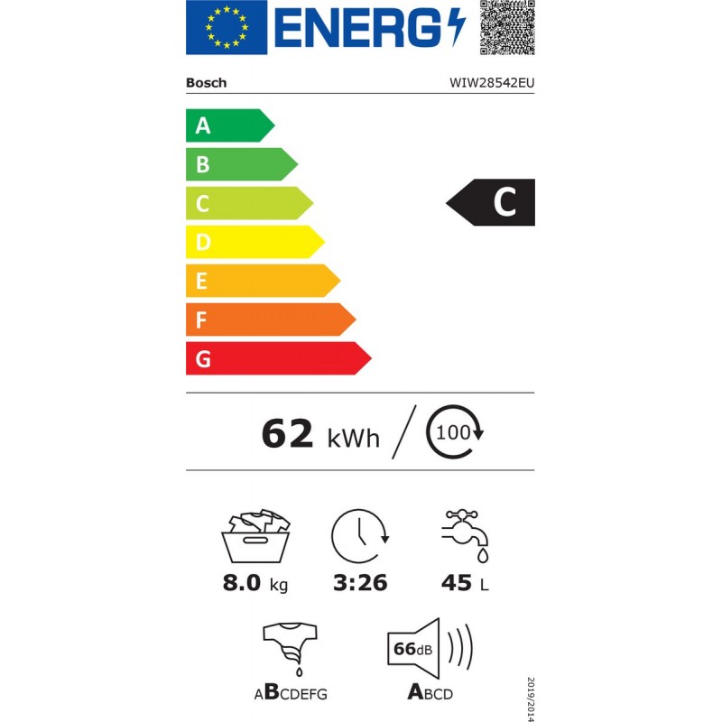 Bosch WIW28542EU - Serie 8 - Engelstalige display - Energielabel C - Zeer stil - ENG Display