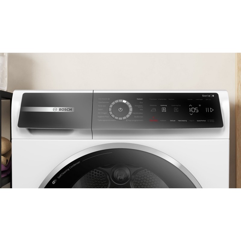 Bosch WQB246CLNL - Serie 8 - Wasdroger - Warmtepompdroger - 9 kg - Wit - Zelfreinigende condensor blijvend energiezuinig - Zeer Stil - Auto Dry droog zoals jij wilt - Home connect