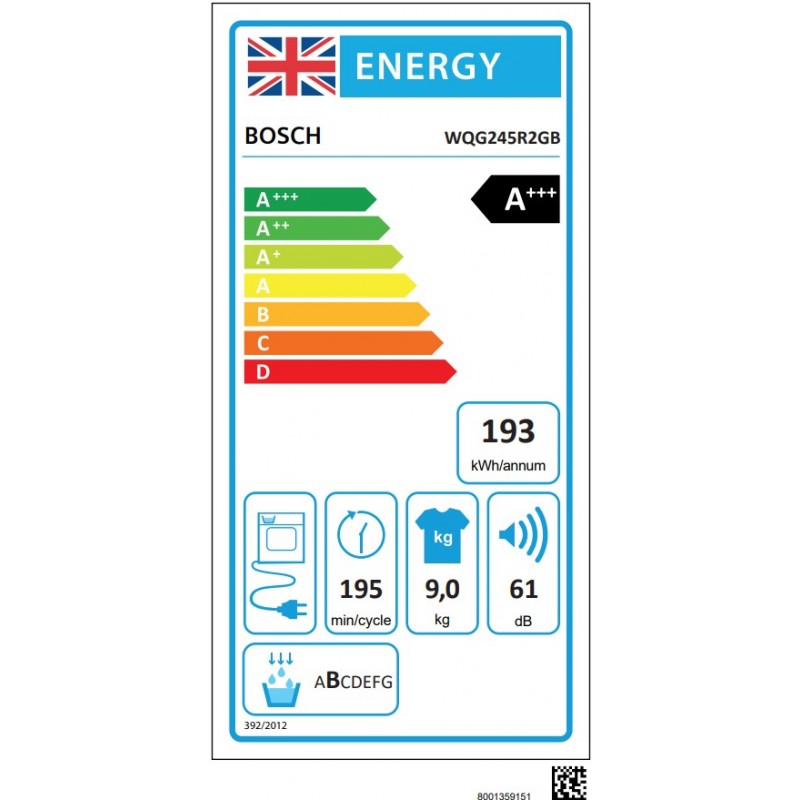 Bosch Serie 6 - WQG245R2GB - Warmtepomp-wasdroger 9 kg Gietijzergrijs