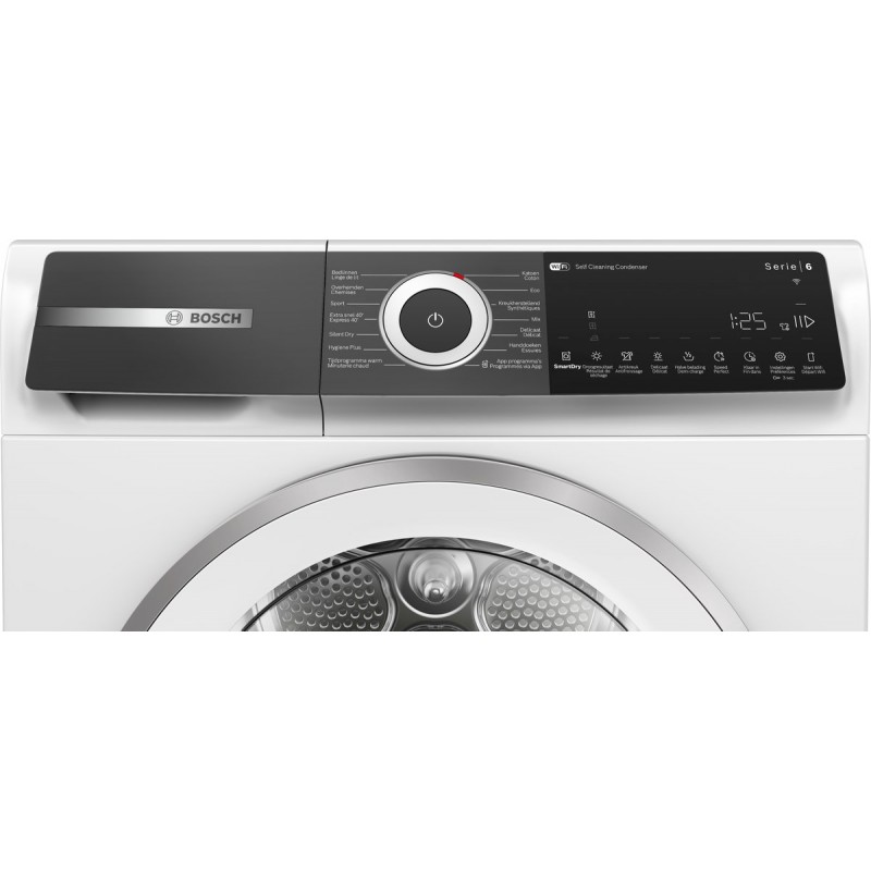 Bosch WQH246DCFG Serie 6 - Wasdroger - Warmtepompdroger - 9 kg - Wit - Blijvend energiezuinig door Zelfreinigende condensor - Droogt zoals jij wilt met Auto Dry - Zeer stil - NL/FR Display