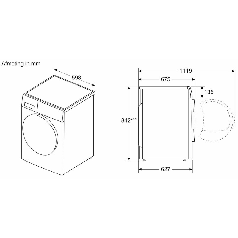 BOSCH WRB247C5NL - 9 kg - 57 dB - Energielabel A Warmtepompdroger