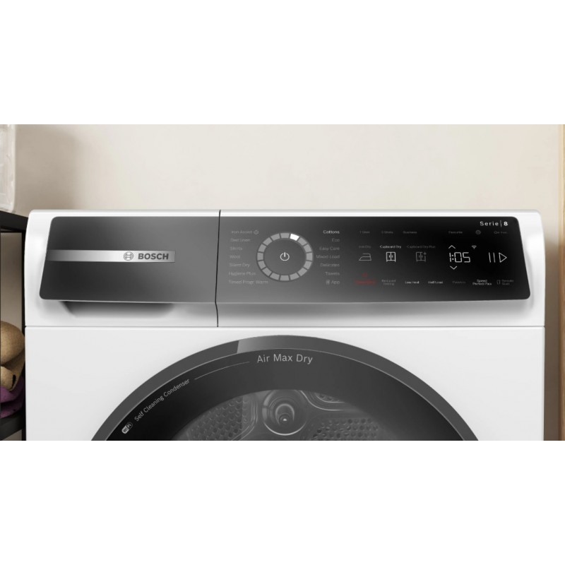 Bosch Serie 8 WRB247C9GB 9 kg warmtepomp-wasdroger - Wit - A+++ 