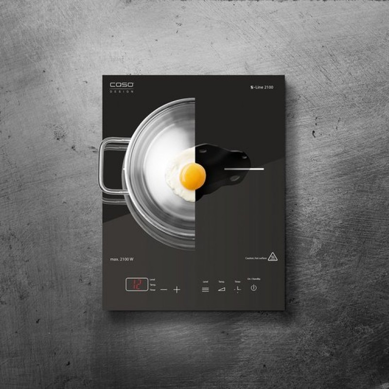 CASO Enkele vrijstaande inductieplaat S-Line 2100, verstelbare temperatuur van 60-240 °C, 2100 Watt