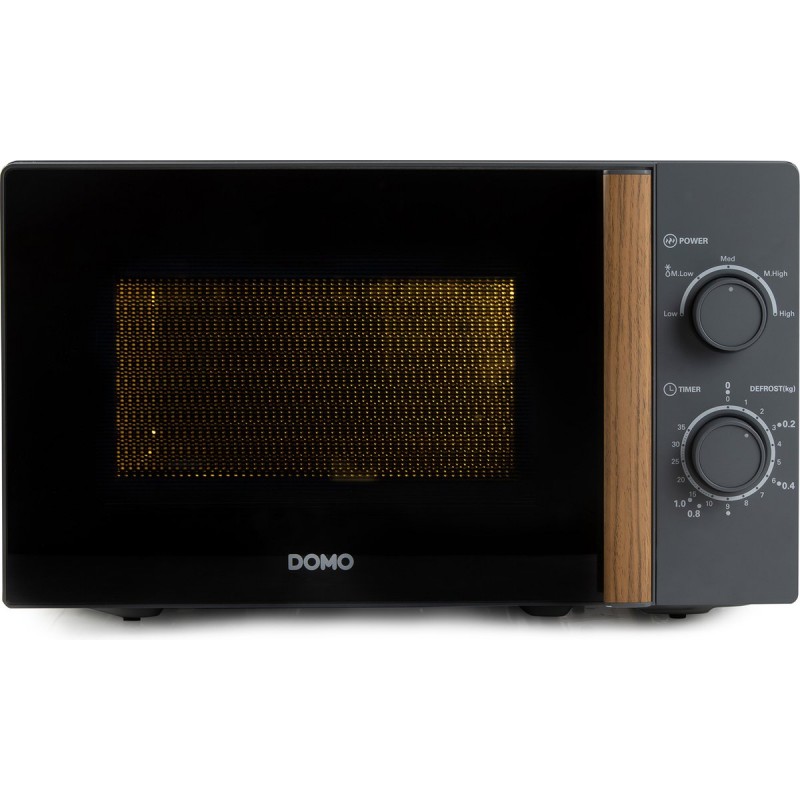 DOMO DO2920 Solo Microgolfoven “Wood You” - Magnetron - 20 L - 700 watt - Grijs - Houtlook Handvat