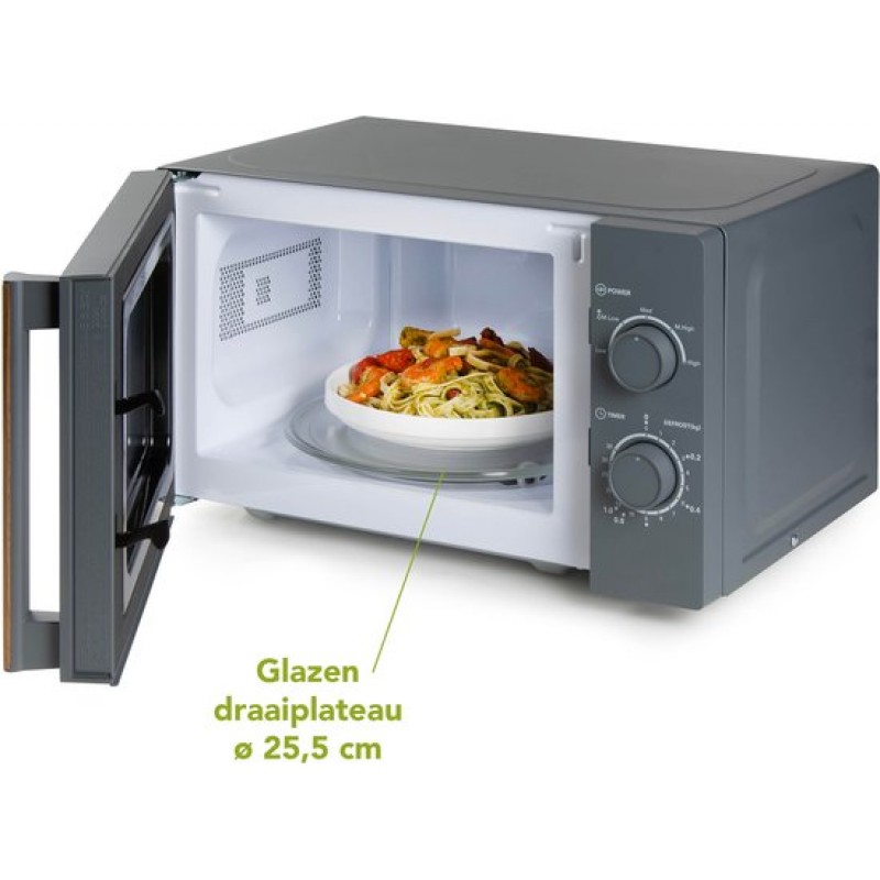 DOMO DO2920 Solo Microgolfoven “Wood You” - Magnetron - 20 L - 700 watt - Grijs - Houtlook Handvat