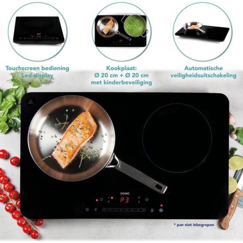 DOMO DO333IP Inductiekookplaat - 2 pits - 3500W - 20cm
