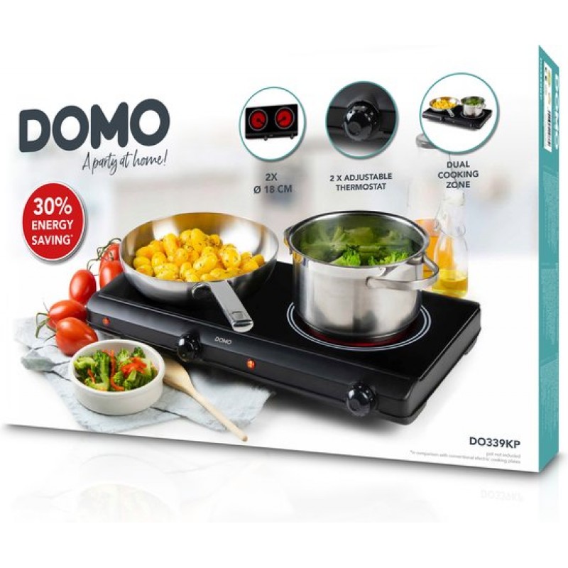 DOMO DO339KP Keramische Kookplaat Vrijstaand - Elektrische Kookplaat - ECO - 2 Pits - 2500W