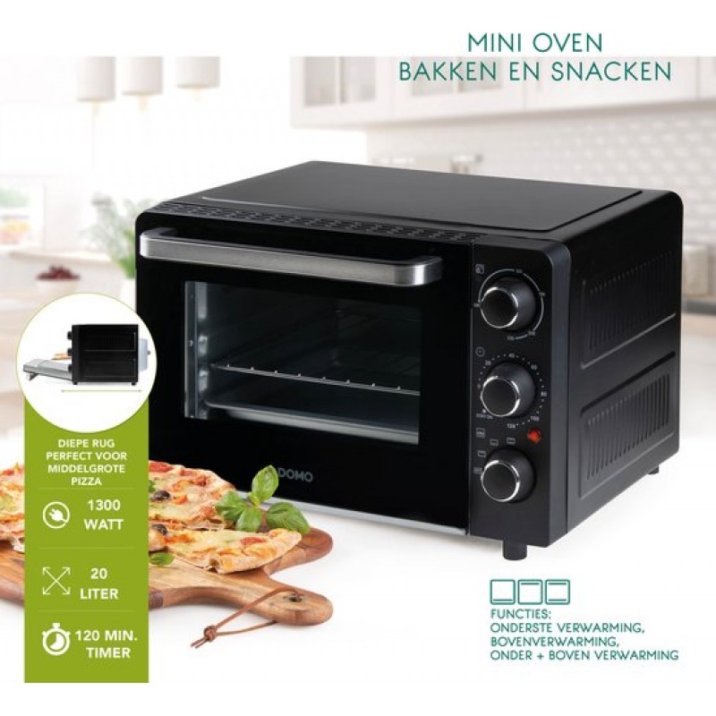 DOMO Oven 'Bake and Snack' - Vrijstaand - 20 L - 1300 W