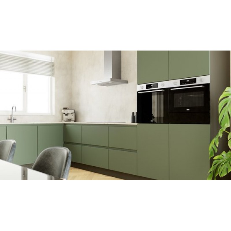 ETNA AB260RVS - Blokmodel Schouwkap - RVS - Energielabel A - 3 Afzuigstanden - LED spots - Afvoer naar buiten of recirculatie - Druktoetsen