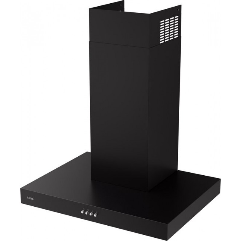 ETNA AB260ZT - Blokmodel Schouwkap - Zwart - Energielabel A - 3 Afzuigstanden - 2 LED spots - Afvoer naar buiten of recirculatie - Druktoetsen