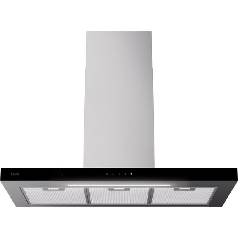 ETNA AB791RVS - RVS schouwkap met glasdesign front - 90 cm - A++