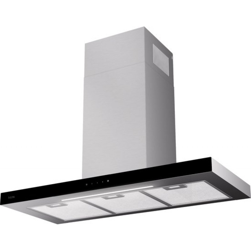 ETNA AB791RVS - RVS schouwkap met glasdesign front - 90 cm - A++