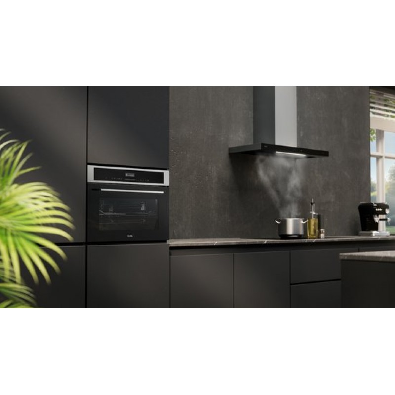 ETNA AB791RVS - RVS schouwkap met glasdesign front - 90 cm - A++