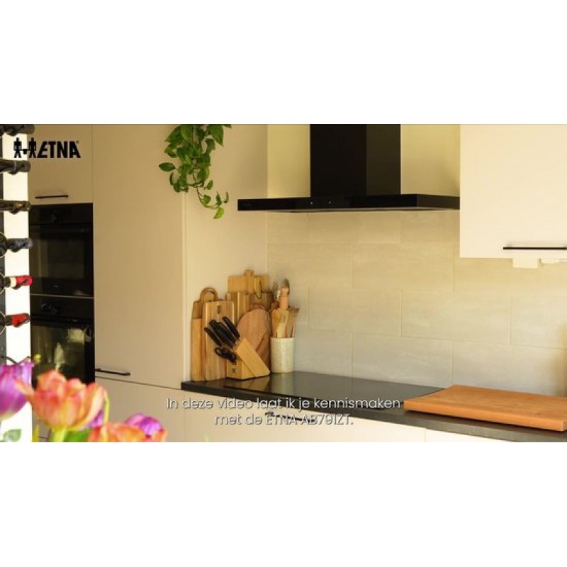 ETNA AB791ZT - Matzwarte schouwkap met glasdesign front - 90 cm - A++