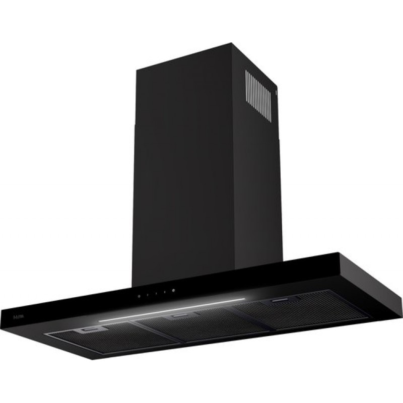 ETNA AB791ZT - Matzwarte schouwkap met glasdesign front - 90 cm - A++