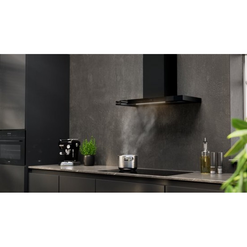 ETNA AB791ZT - Matzwarte schouwkap met glasdesign front - 90 cm - A++