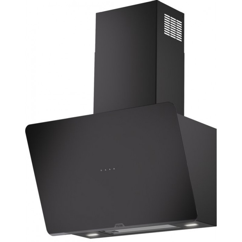 ETNA AD571ZT - Diagonale schouwkap - 70 cm - Matzwart glazen front - Energielabel A - Bediening d.m.v. full touch control - Afvoer naar buiten en recirculatie