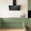 ETNA AD781ZT - Diagonale schouwkap, Mat zwart, 80cm, Energielabel A+, LED spots, Glazen front, 4 standen incl. boost