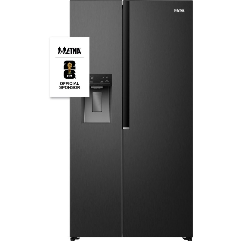 ETNA AKV5178IZWA - Amerikaanse koelkast - No-Frost - 178 cm hoog - 528 liter - Energielabel E - Invriesvermogen 10 kg/24u - Geluidsniveau 40 dB - LED Display - IJs- en waterdispenser - SuperCool - FastFreeze - Deuralarm - Multi Airflow - EnergySaving