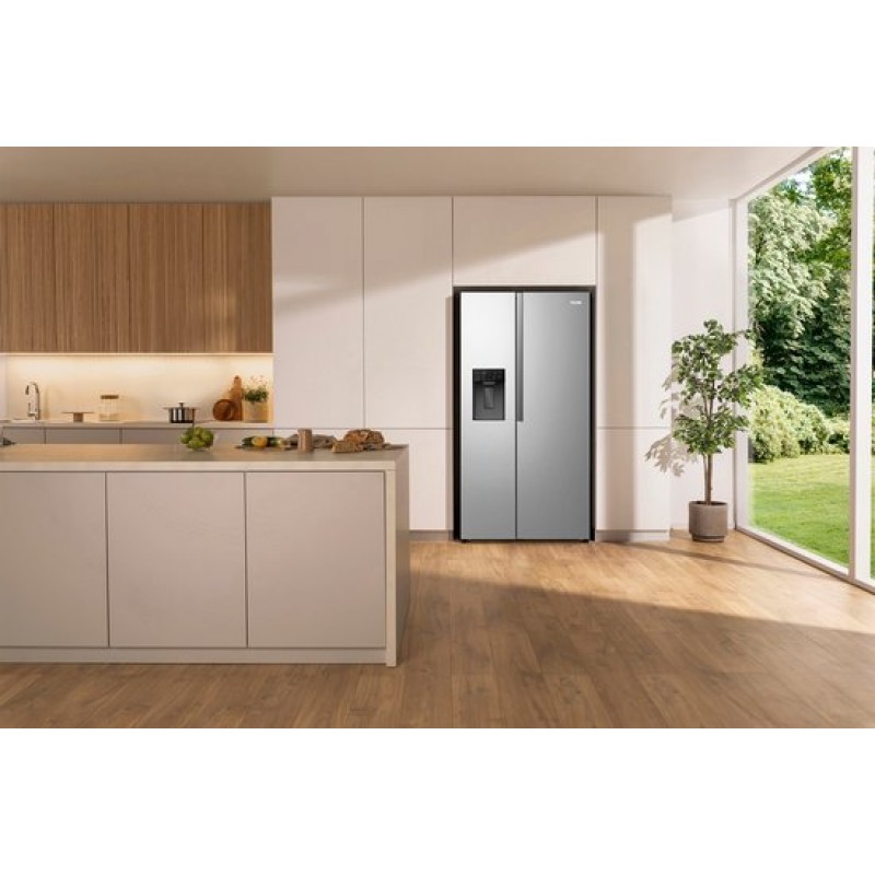 ETNA AKV6178IRVS - Amerikaanse koelkast - No-Frost - 178 cm hoog - 528 liter - Energielabel C - Invriesvermogen 10 kg/24u - Geluidsniveau 37 dB - LED Display - IJs- en waterdispenser - SuperCool - FastFreeze - Deuralarm - Multi Airflow - EnergySaving
