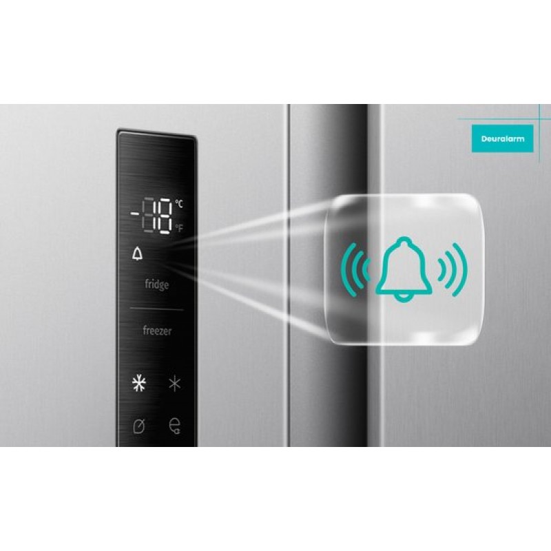 ETNA AKV6178IRVS - Amerikaanse koelkast - No-Frost - 178 cm hoog - 528 liter - Energielabel C - Invriesvermogen 10 kg/24u - Geluidsniveau 37 dB - LED Display - IJs- en waterdispenser - SuperCool - FastFreeze - Deuralarm - Multi Airflow - EnergySaving