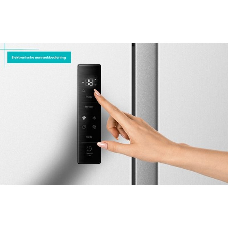 ETNA AKV6178IRVS - Amerikaanse koelkast - No-Frost - 178 cm hoog - 528 liter - Energielabel C - Invriesvermogen 10 kg/24u - Geluidsniveau 37 dB - LED Display - IJs- en waterdispenser - SuperCool - FastFreeze - Deuralarm - Multi Airflow - EnergySaving