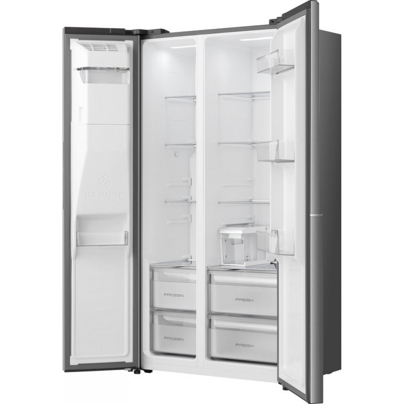 ETNA AKV6178IRVS - Amerikaanse koelkast - No-Frost - 178 cm hoog - 528 liter - Energielabel C - Invriesvermogen 10 kg/24u - Geluidsniveau 37 dB - LED Display - IJs- en waterdispenser - SuperCool - FastFreeze - Deuralarm - Multi Airflow - EnergySaving