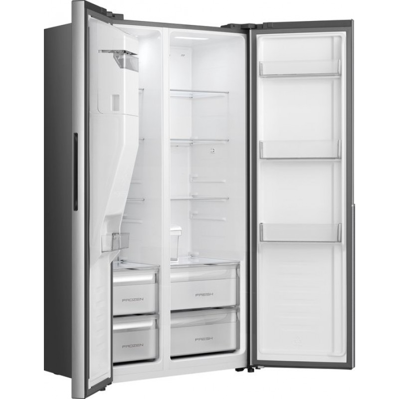 ETNA AKV6178IRVS - Amerikaanse koelkast - No-Frost - 178 cm hoog - 528 liter - Energielabel C - Invriesvermogen 10 kg/24u - Geluidsniveau 37 dB - LED Display - IJs- en waterdispenser - SuperCool - FastFreeze - Deuralarm - Multi Airflow - EnergySaving