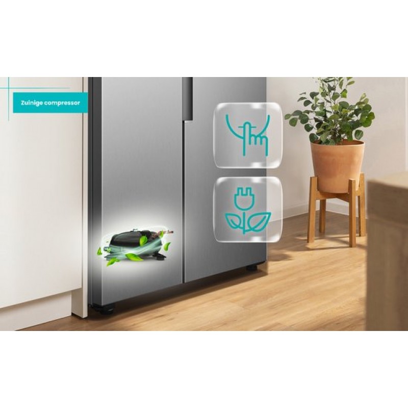 ETNA AKV6178IRVS - Amerikaanse koelkast - No-Frost - 178 cm hoog - 528 liter - Energielabel C - Invriesvermogen 10 kg/24u - Geluidsniveau 37 dB - LED Display - IJs- en waterdispenser - SuperCool - FastFreeze - Deuralarm - Multi Airflow - EnergySaving