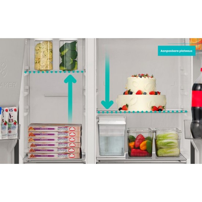 ETNA AKV6178IRVS - Amerikaanse koelkast - No-Frost - 178 cm hoog - 528 liter - Energielabel C - Invriesvermogen 10 kg/24u - Geluidsniveau 37 dB - LED Display - IJs- en waterdispenser - SuperCool - FastFreeze - Deuralarm - Multi Airflow - EnergySaving