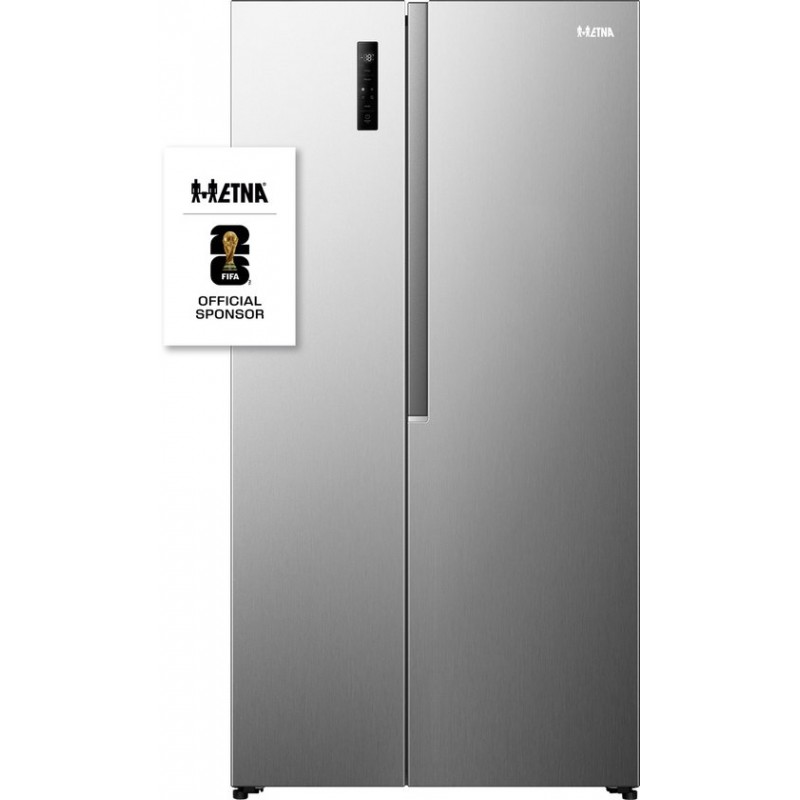 ETNA AKV6178RVS - Amerikaanse koelkast - No-Frost - 178 cm hoog - 544 liter - Energielabel C - Invriesvermogen 12 kg/24u - Geluidsniveau 37 dB - LED Display - SuperCool - FastFreeze - Deuralarm - Interter Compressor - Multi Airflow - Energy Saving
