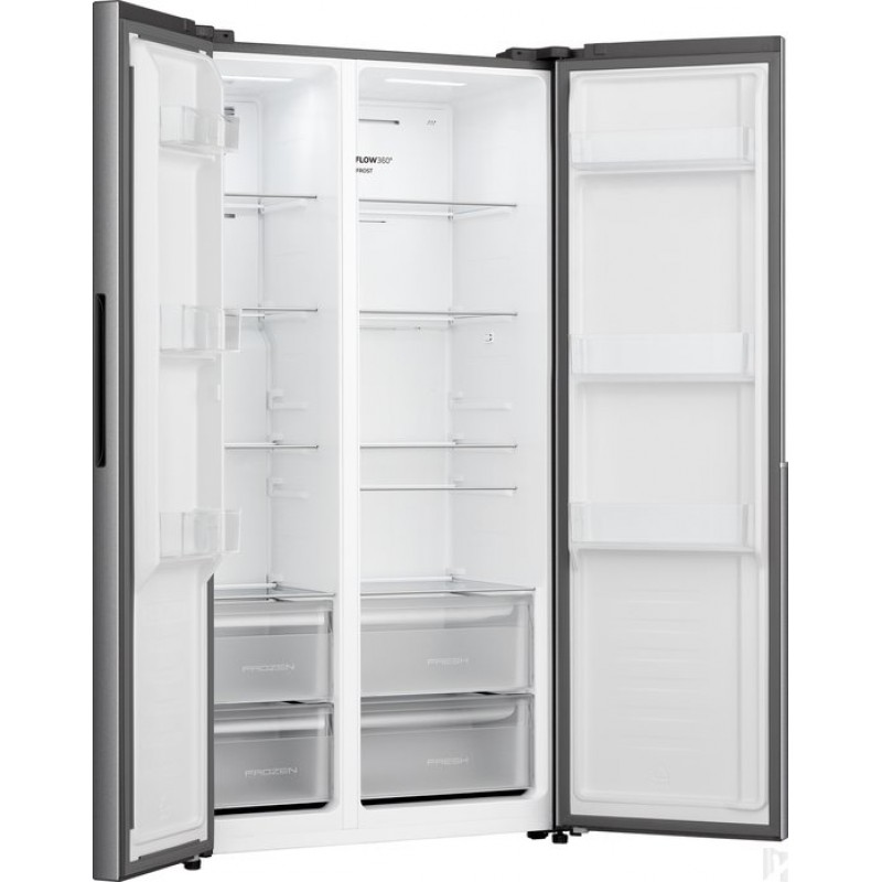 ETNA AKV6178RVS - Amerikaanse koelkast - No-Frost - 178 cm hoog - 544 liter - Energielabel C - Invriesvermogen 12 kg/24u - Geluidsniveau 37 dB - LED Display - SuperCool - FastFreeze - Deuralarm - Interter Compressor - Multi Airflow - Energy Saving