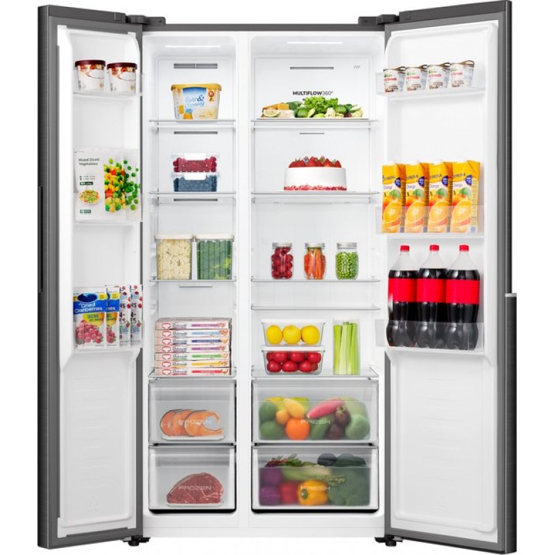 ETNA AKV6178ZWA - Amerikaanse koelkast - No-Frost - 178 cm hoog - 544 liter - Energielabel C - Invriesvermogen 12 kg/24u - Geluidsniveau 37 dB - LED Display - SuperCool - FastFreeze - Deuralarm - Interter Compressor - Multi Airflow - Energy Saving