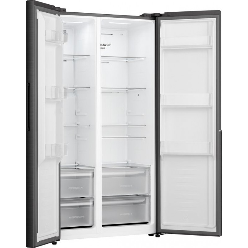 ETNA AKV6178ZWA - Amerikaanse koelkast - No-Frost - 178 cm hoog - 544 liter - Energielabel C - Invriesvermogen 12 kg/24u - Geluidsniveau 37 dB - LED Display - SuperCool - FastFreeze - Deuralarm - Interter Compressor - Multi Airflow - Energy Saving