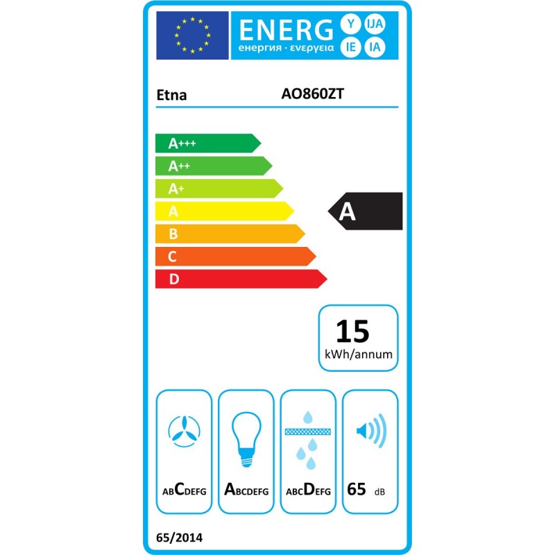 ETNA AO860ZT - Afzuigkap Onderbouwmodel - 60 cm - Zwart - Energielabel A - 3 Snelheden - LED spot - Druktoetsen - Geschikt voor recirculaite en afvoer naar buiten