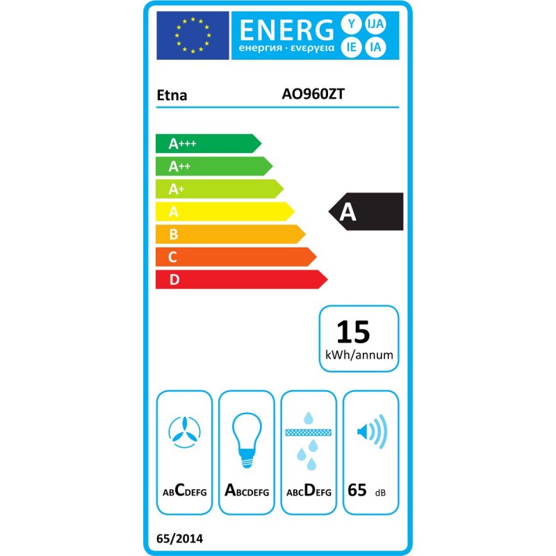 ETNA AO960ZT - Afzuigkap Onderbouw - 60 cm - Zwart - Energielabel A - 3 Snelheden - LED spot - Druktoetsen - Geschikt voor recirculaite en afvoer naar buiten