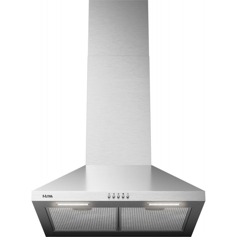 AP461RVS ETNA - Schouwkap - RVS - 60 cm - 3 Snelheden - Druktoetsen - LED spots - Energielabel A+ - Afvoer naar buiten of recirculatie