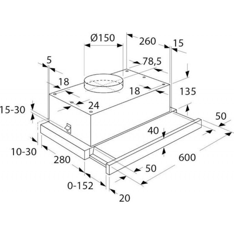 AV361RVS VLAKSCHERM AFZUIGKAP (60 CM)