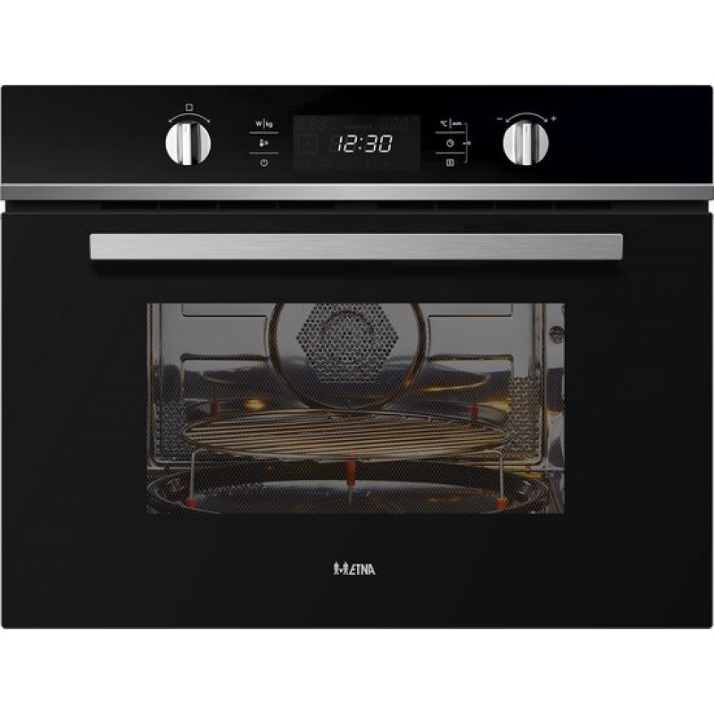 ETNA Zwart- Inbouw Combi-Magnetron - 44L - Magnetron, Oven en Grill - 20 Automatische Programma's - RVS - Kinderslot - 36 cm Draaiplateau
