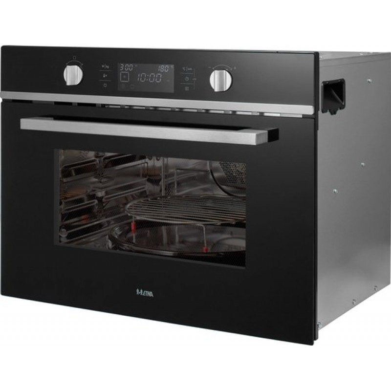 ETNA Zwart- Inbouw Combi-Magnetron - 44L - Magnetron, Oven en Grill - 20 Automatische Programma's - RVS - Kinderslot - 36 cm Draaiplateau