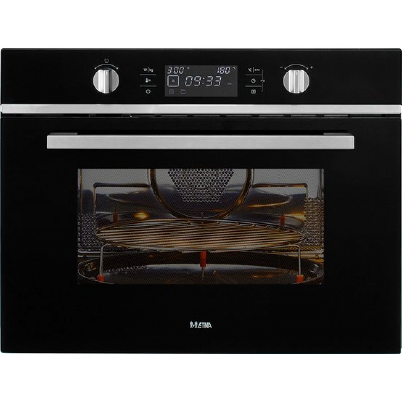 ETNA Zwart- Inbouw Combi-Magnetron - 44L - Magnetron, Oven en Grill - 20 Automatische Programma's - RVS - Kinderslot - 36 cm Draaiplateau