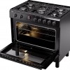 ETNA FG190ZWA - Gas/elektro fornuis - 90 cm - Zwart