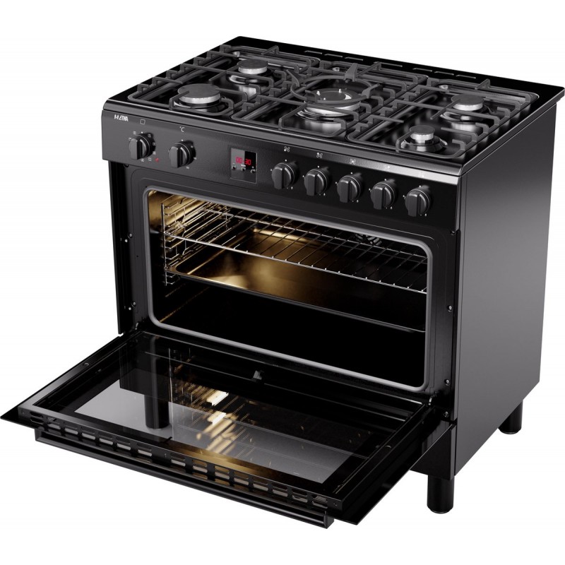 ETNA FG190ZWA - Gas/elektro fornuis - 90 cm - Zwart
