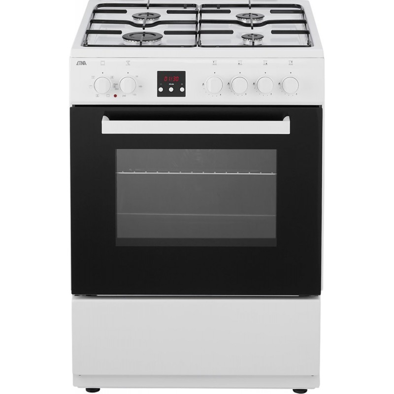 ETNA FGV561WIT Gas/elektro fornuis - 60 cm - 65 liter - digitale timer - opbergvak met klep