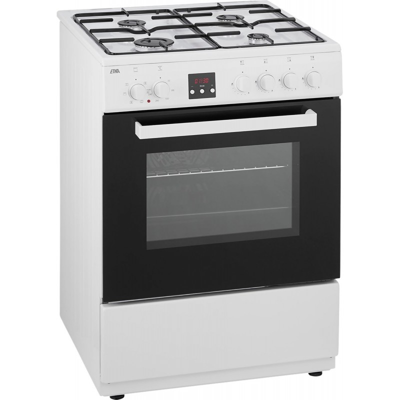 ETNA FGV561WIT Gas/elektro fornuis - 60 cm - 65 liter - digitale timer - opbergvak met klep