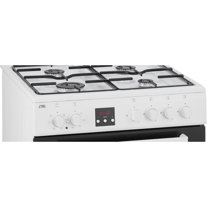 ETNA FGV561WIT Gas/elektro fornuis - 60 cm - 65 liter - digitale timer - opbergvak met klep